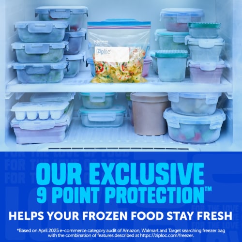 Ziploc® Brand Quart Freezer Storage Bags, Stay Open Design, Easy to Fill, 24 count Perspective: right