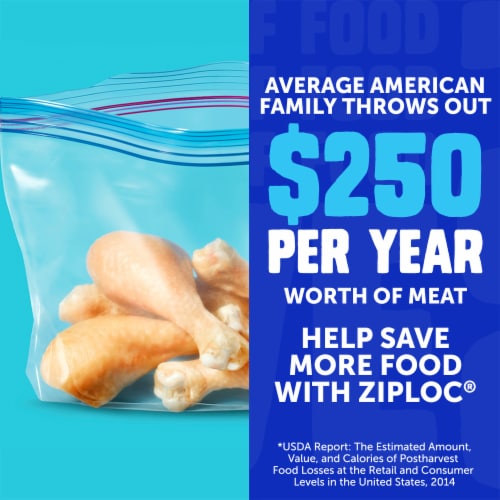 Ziploc® Brand Freezer Bags with Stay Open Design, Half Gallon, 30, Patented Stand-up Bottom Perspective: right