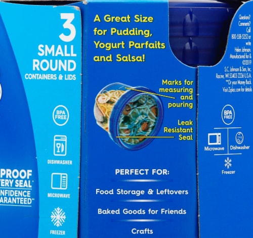 Ziploc Twist 'n Loc Round Storage Pint Containers & Lids - Clear/Blue Perspective: right
