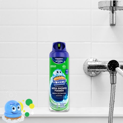 Scrubbing Bubbles Mega Shower Foamer Aerosol Disinfectant Cleaner Perspective: right