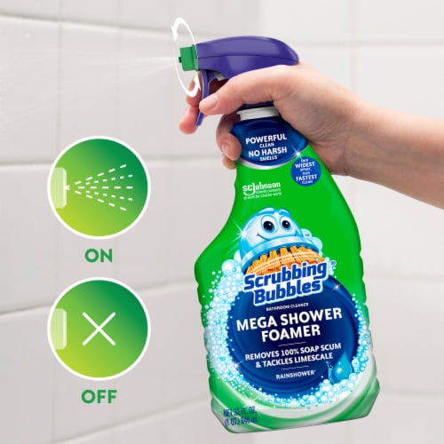 Scrubbing Bubbles Mega Shower Foamer Bathroom Cleaner Rainshower Scent Perspective: right