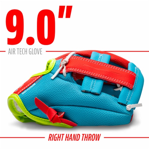 Franklin Sports Air Tech Baseball Glove with Ball - Blue/Red Perspective: right