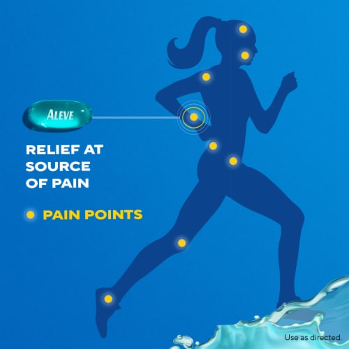 Aleve Pain Reliever & Fever Reducer Naproxen Sodium Liquid Gels Perspective: right