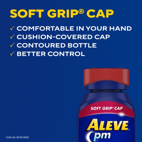 Aleve PM Soft Grip Cap Pain Reliever & Nighttime Sleep-Aid Caplets Perspective: right