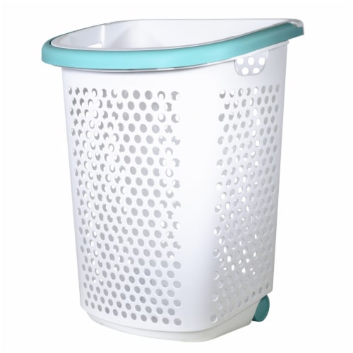 Home Logic Rolling Hamper - White/Aqua Perspective: right