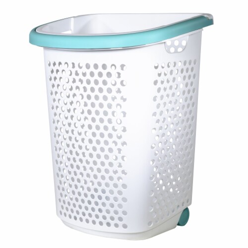 Home Logic Rolling Hamper - White/Aqua Perspective: right