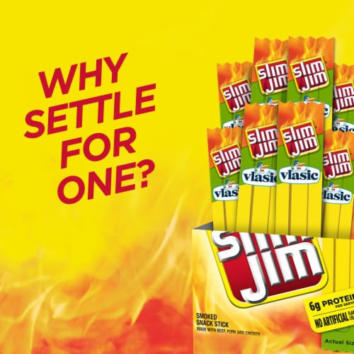 Slim Jim Vlasic Dill Pickle Snack Size Meat Sticks Perspective: right