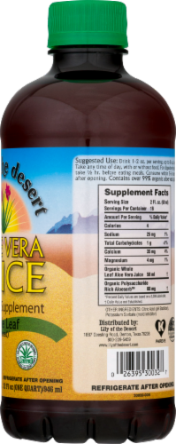Lily of the Desert Organic Aloe Vera Juice Whole Leaf Dietary Supplement Perspective: right