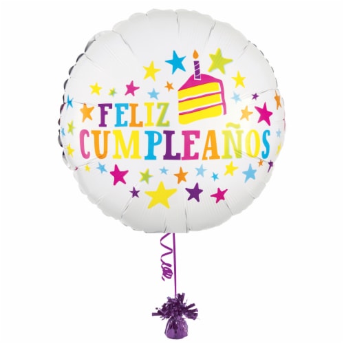 FELIZ CUMPLEAÑOS Helium Filled Balloon Perspective: right