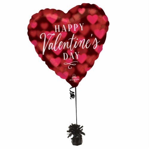 Romantic Glow Happy Valentine's Day Helium Filled Balloon - Red Perspective: right