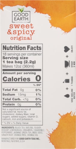 Good Earth® Sweet & Spicy Herbal & Black Tea Bags Perspective: right