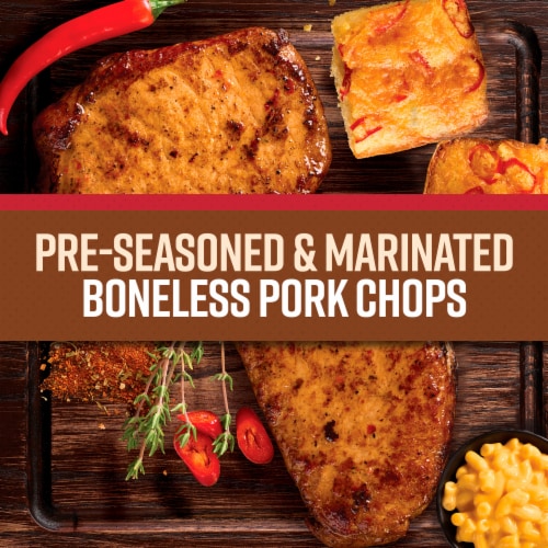 Tyson® Pork Chops Smokey Chili Butter Freshly Seasoned Boneless Ready to Cook Perspective: right