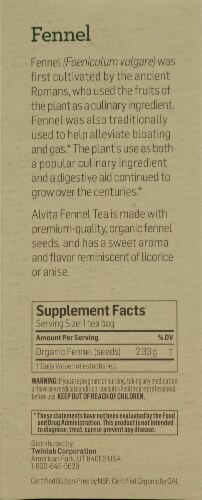 Alvita Organic Fennel Herbal Tea Perspective: right