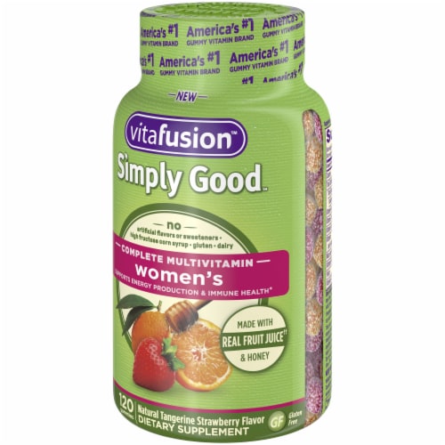 Vitafusion Simply Good Natural Tangerine Strawberry Flavor Gummie Mulltivitamins Perspective: right