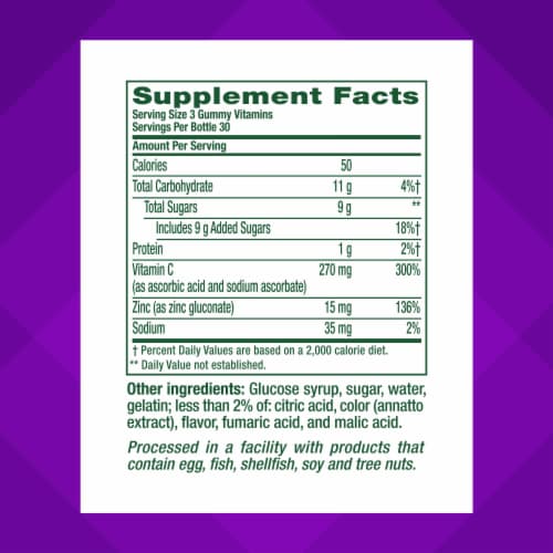 Vitafusion™ Power Zinc Natural Strawberry Tangerine Dietary Supplement Gummies Perspective: right