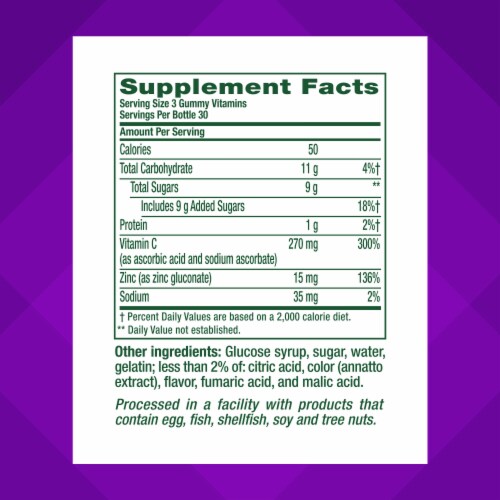 vitafusion Power Zinc Strawberry Tangerine Flavored Gummy Vitamin Immune Support Supplement Perspective: right