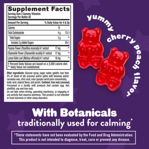 L'il Critters Melatonin-Free Bedtime Cherry Peach Flavored Gummies Sleep Support Dietary Supplement Perspective: right