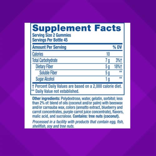 vitafusion Fiber Well Sugar Free Fiber Berry and Peach Flavored Supplement Gummy 5g Perspective: right