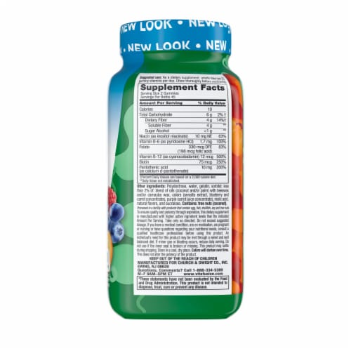 Vitafusion™ Fiber Well™ Sugar-Free Peach Raspberry & Berry Flavored Fit B-Vitamin Gummies Perspective: right