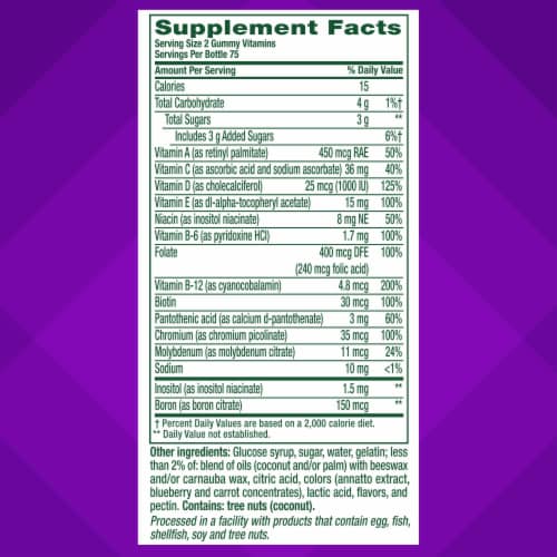 vitafusion MultiVites Berry, Peach, and Orange Flavored Multivitamin Gummies Perspective: right