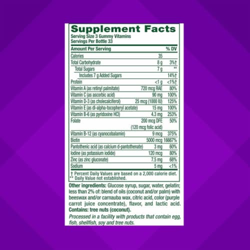 Vitafusion™ Gorgeous Hair Skin & Nails Natural Raspberry Flavor Multivitamin Gummies 100 Count Perspective: right