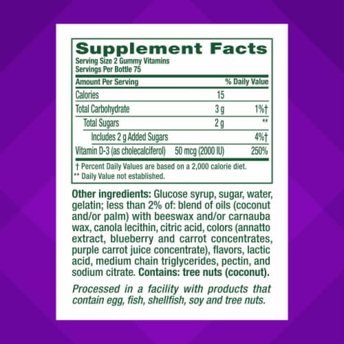 Vitafusion™ Vitamin D3 Natural Peach & Berry Flavored Gummies 2000IU Perspective: right