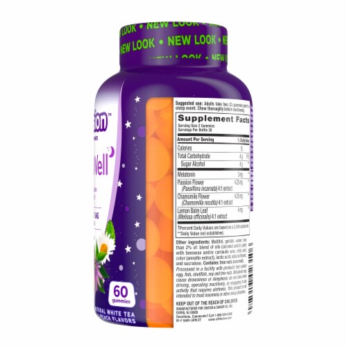 Vitafusion Sleep Well Sugar Free White Tea with Passion Fruit Gummies Perspective: right