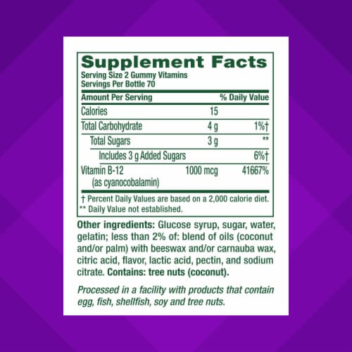 vitafusion Vitamin B12 Raspberry Flavored Gummy Vitamins Energy Support Supplement 1000mcg Perspective: right