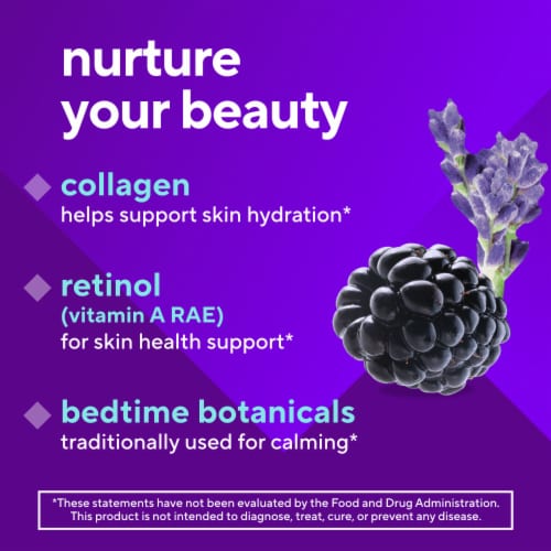 Vitafusion Nighttime Skin Support Blackberry Lavender Flavored Vitamin Gummies Perspective: right