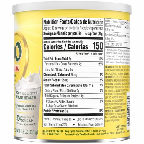 NIDO Fortificada Powdered Drink Mix Dry Whole Milk Powder with Vitamins and Minerals Perspective: right
