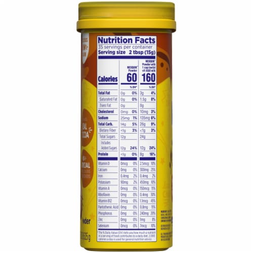 Nesquik Chocolate Caramel Flavor Powdered Drink Mix Perspective: right