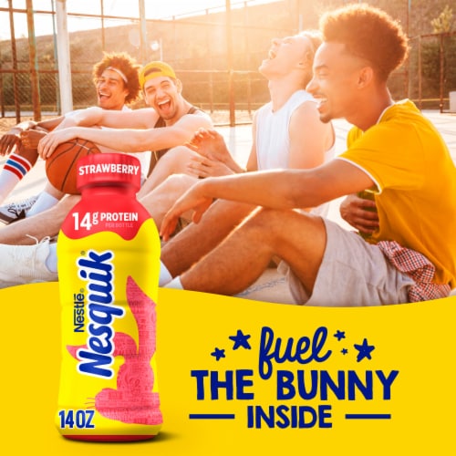Nesquik Strawberry Milk Ready to Drink Low-fat Milk Perspective: right