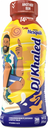 Nestle® Nesquik® DJ Khaled Cinnamon Bun 1% Milk Bottle Perspective: right
