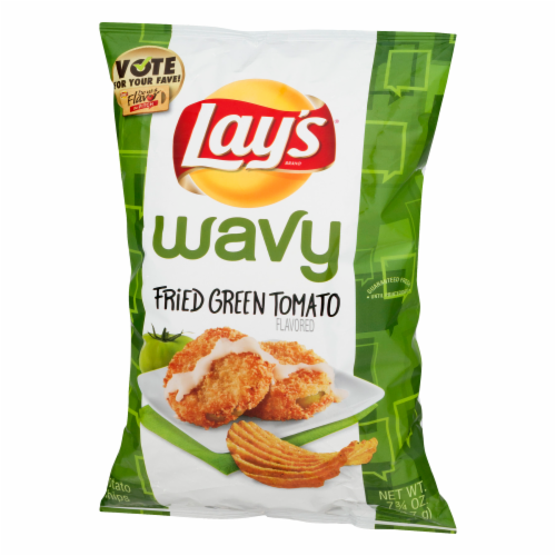 Lay's Wavy Fried Green Tomato Chips Perspective: right