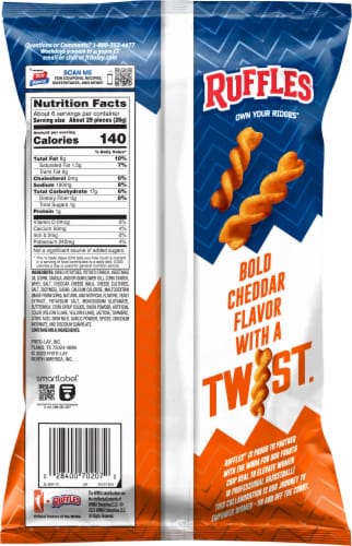 Ruffles® Ridge Twists Double Cheddar Potato Chips Perspective: right