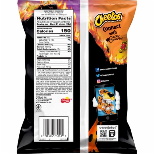 Cheetos Crunchy Flamin' Hot Cheese Flavored Snacks, 3.25 oz - Kroger