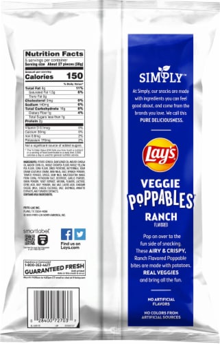 Simply™ Lay’s Veggie Poppables® Ranch Flavored Chips Perspective: right