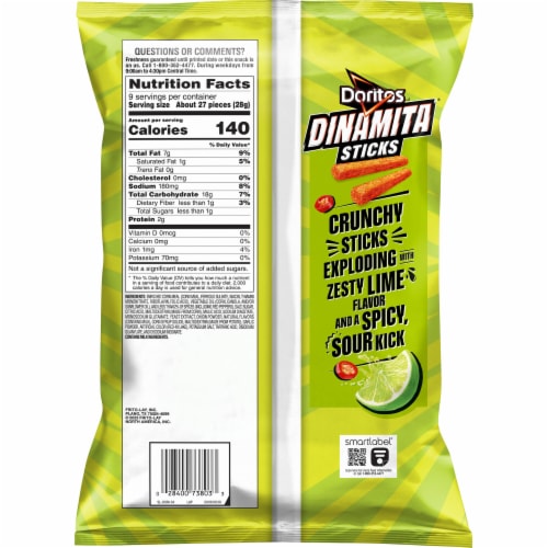 Doritos® Dinamita® Sticks Tangy Fiery Lime Corn Chips Perspective: right