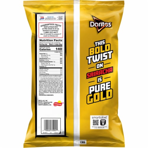 Doritos® Golden Sriracha Flavored Tortilla Chips Perspective: right