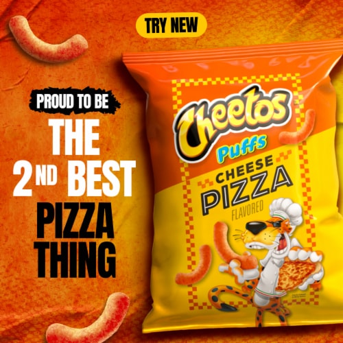 Cheetos Puffs Cheese Flavored Snacks Cheese Pizza Perspective: right