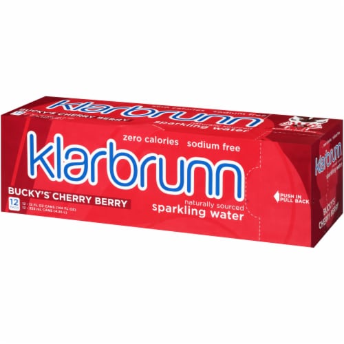 Klarbrunn Bucky's Cherry Berry Flavored Sparkling Water Cans Perspective: right
