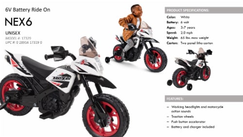 Huffy NEX6 Battery Powered Ride-On Motorcycle Perspective: right