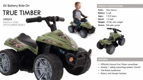 Huffy True Timber 6V Battery Powered Ride-On Mini Quad - Green Perspective: right