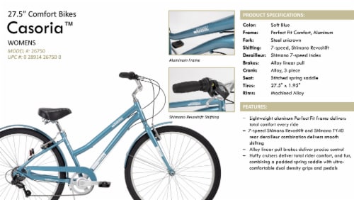 Huffy Casoria Lightweight Aluminum Women's Comfort Bike - Blue Perspective: right
