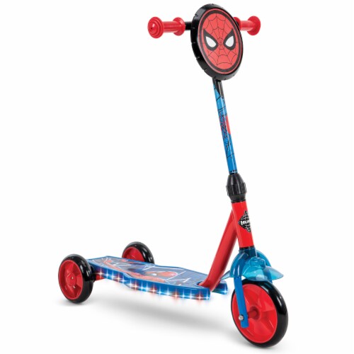 Huffy® Red/Blue Electrolight Spider-Man 3 Wheel Scooter Perspective: right