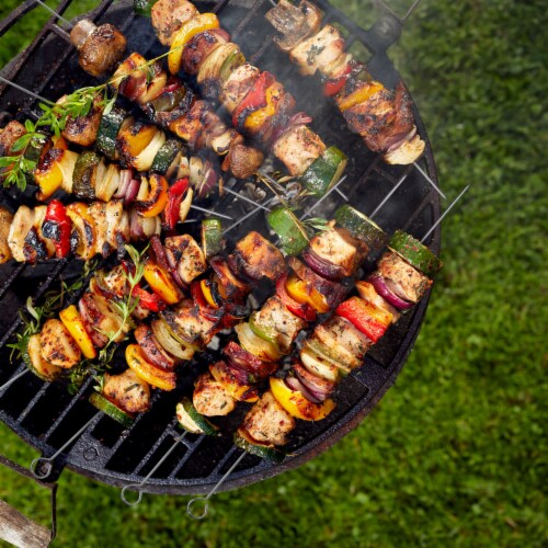 17 inch BBQ Skewers Set of 24, Used for Barbecuing Meat, Stainless Steel Barbeque Accessories Perspective: right