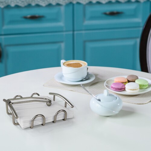 Blue Donuts Satin Nickel Napkin Holder Perspective: right