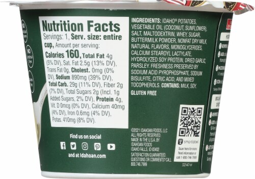 Idahoan® Roasted Garlic Mashed Potatoes Cup Perspective: right
