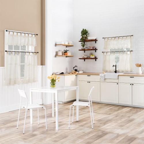 No. 918 Brinley Solid Semi-Sheer Jute-Tab Top Kitchen Valance Curtain - Natural Perspective: right