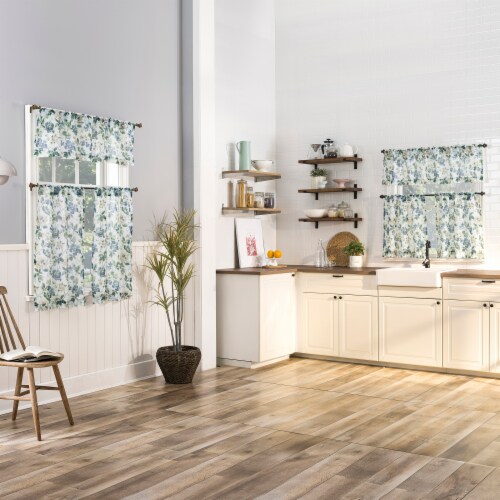 No. 918 Delana Floral Rod Pocket Kitchen Curtain Tier Pair Perspective: right